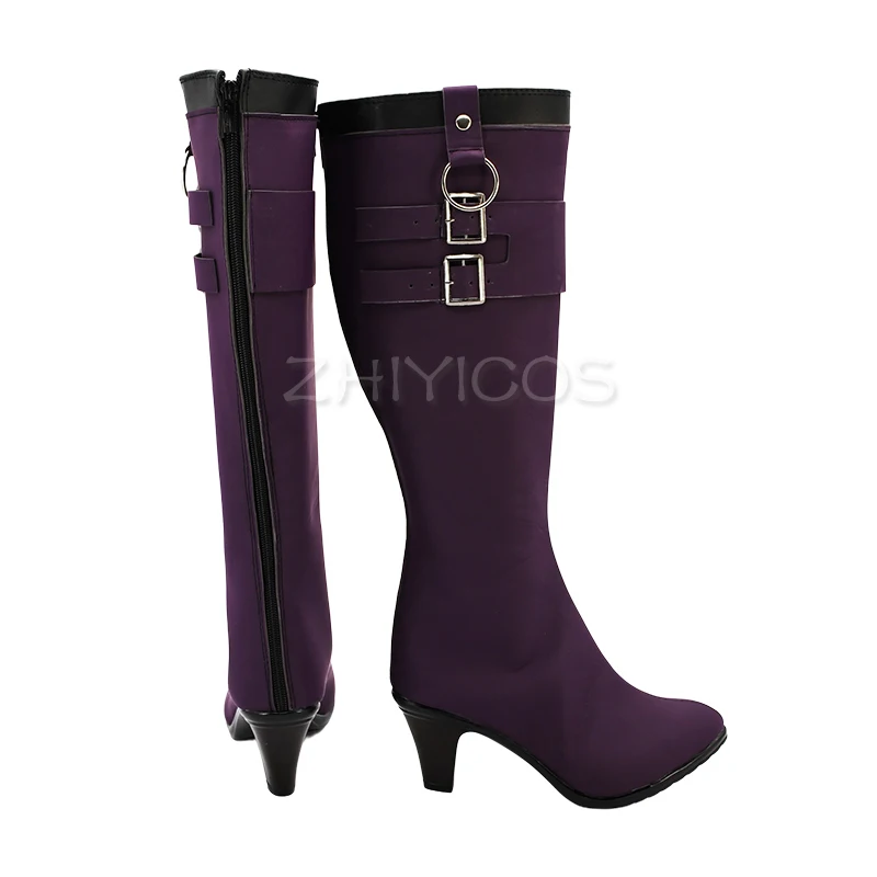 ZHIYICOS أنيمي Danganronpa Kirigiri Kyoko تأثيري أحذية النساء الأرجواني الأحذية بولي Leather الجلود أحذية الحفلات الهالوين مخصص