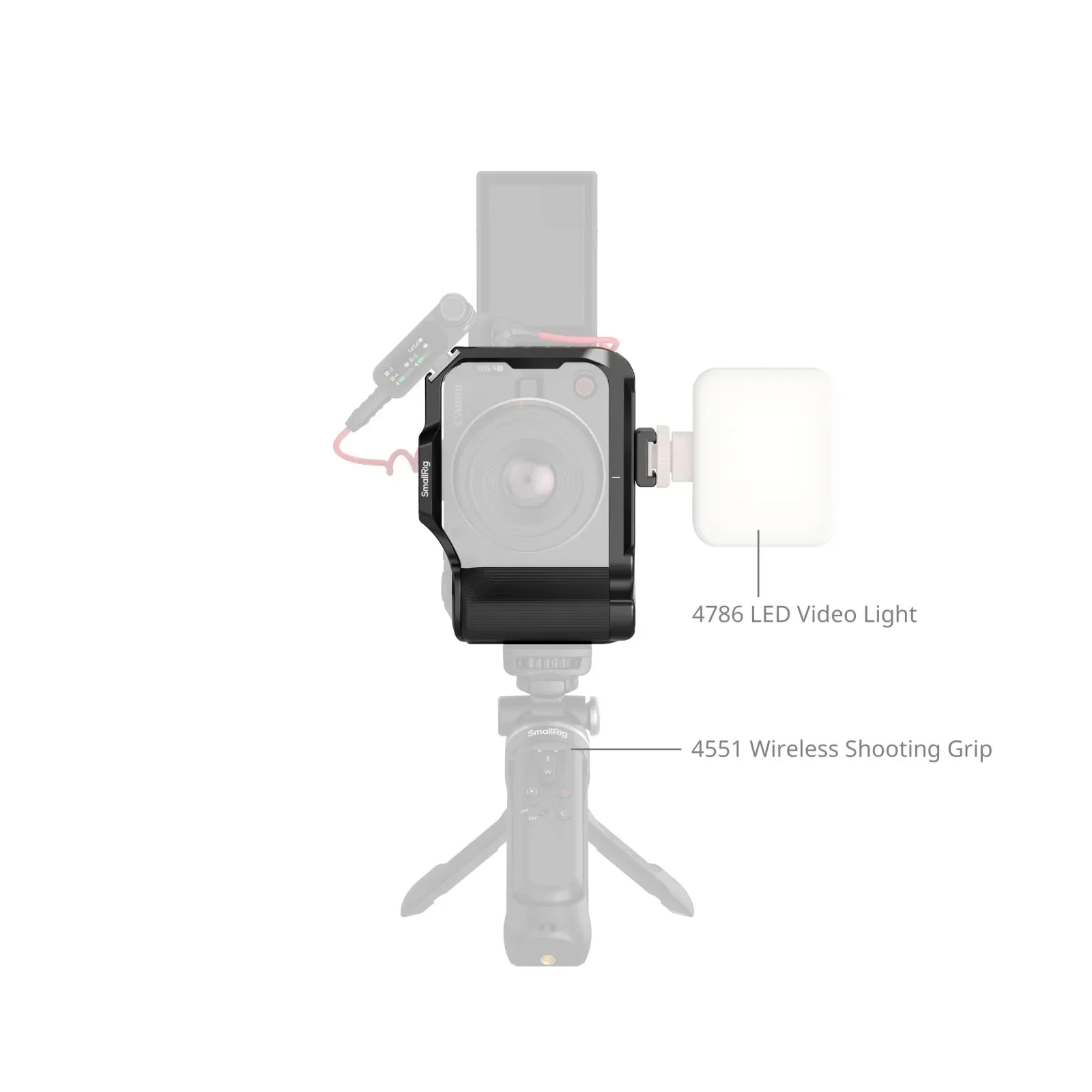 قفص كاميرا صغير الحجم لكاميرات Canon EOS R50 V مع قبضة Arca-Swiss لوحة الإصدار السريع حامل الحذاء البارد لحوامل ثلاثية الرؤية Gimbal