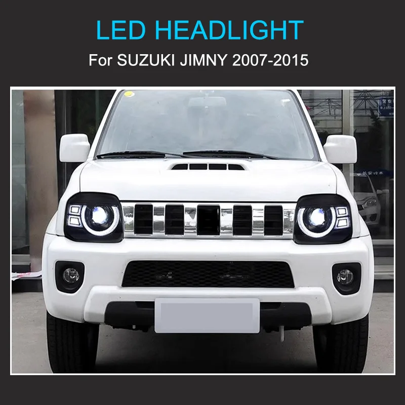 1 Pair LED Headlights for Suzuki Jimny 2007-2015 Headlights Plug and Play LED DRL Turning Projector Lens Front Head Lights