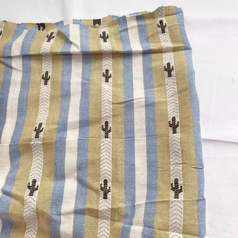 

Ins style white and yellow striped woven and embroidered cotton clothing diy fabric