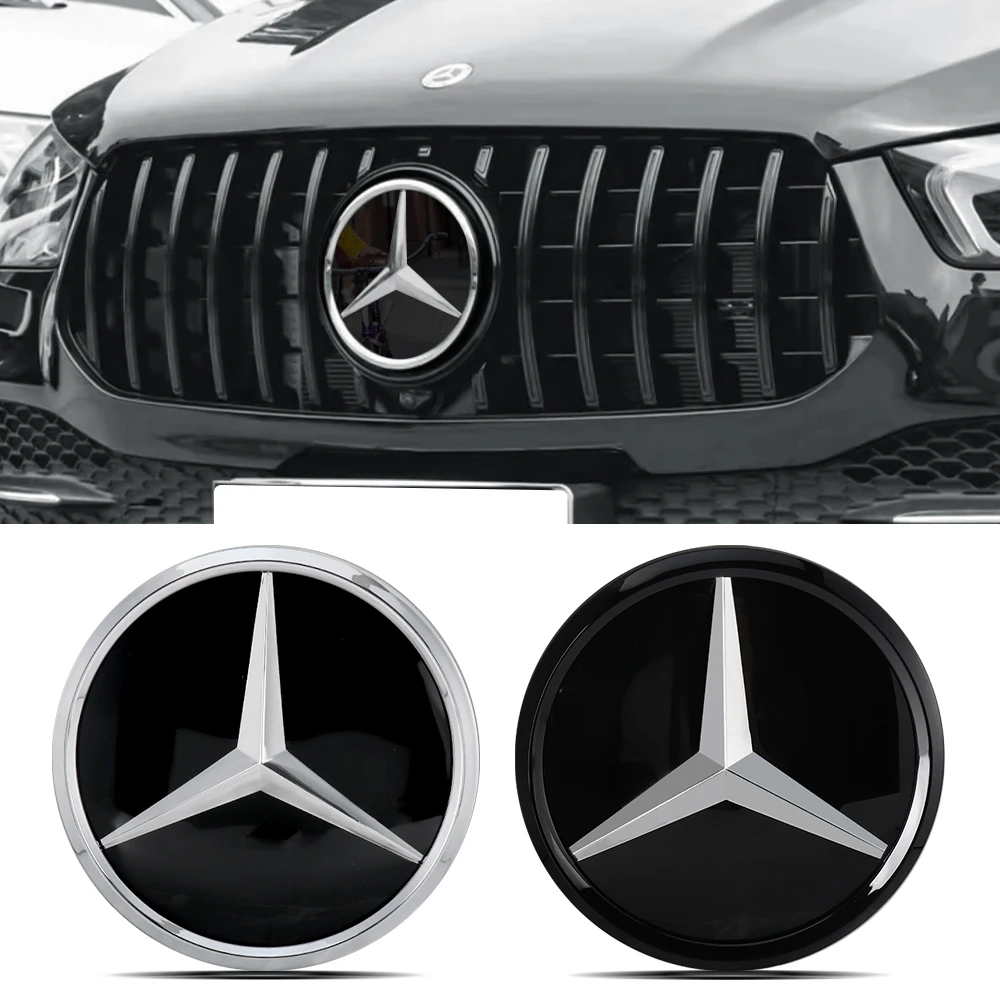 3D Car Grille Badge Star Badge Front Grille Logo for Mercedes Benz AMG W204 W205 W213 W253 A B C E CLASS GLC GLE GLS Accessories