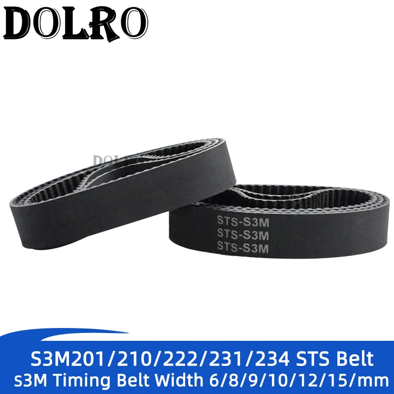 5/10pcs Rubber Timing Belt S3M201/210/222/231/234mm perimeter Pitch 3mm Width 6/8/9/10/15/20mm Closed Loop STS Synchronous Belts