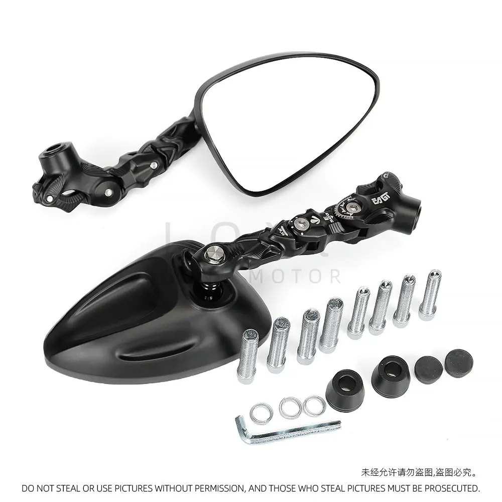 

2Pcs 1Set Motorcycle Rearview Mirror Universal Folding 8MM 10MM Side Mirrors Bobber Touring Dirt bike Cafe Racer