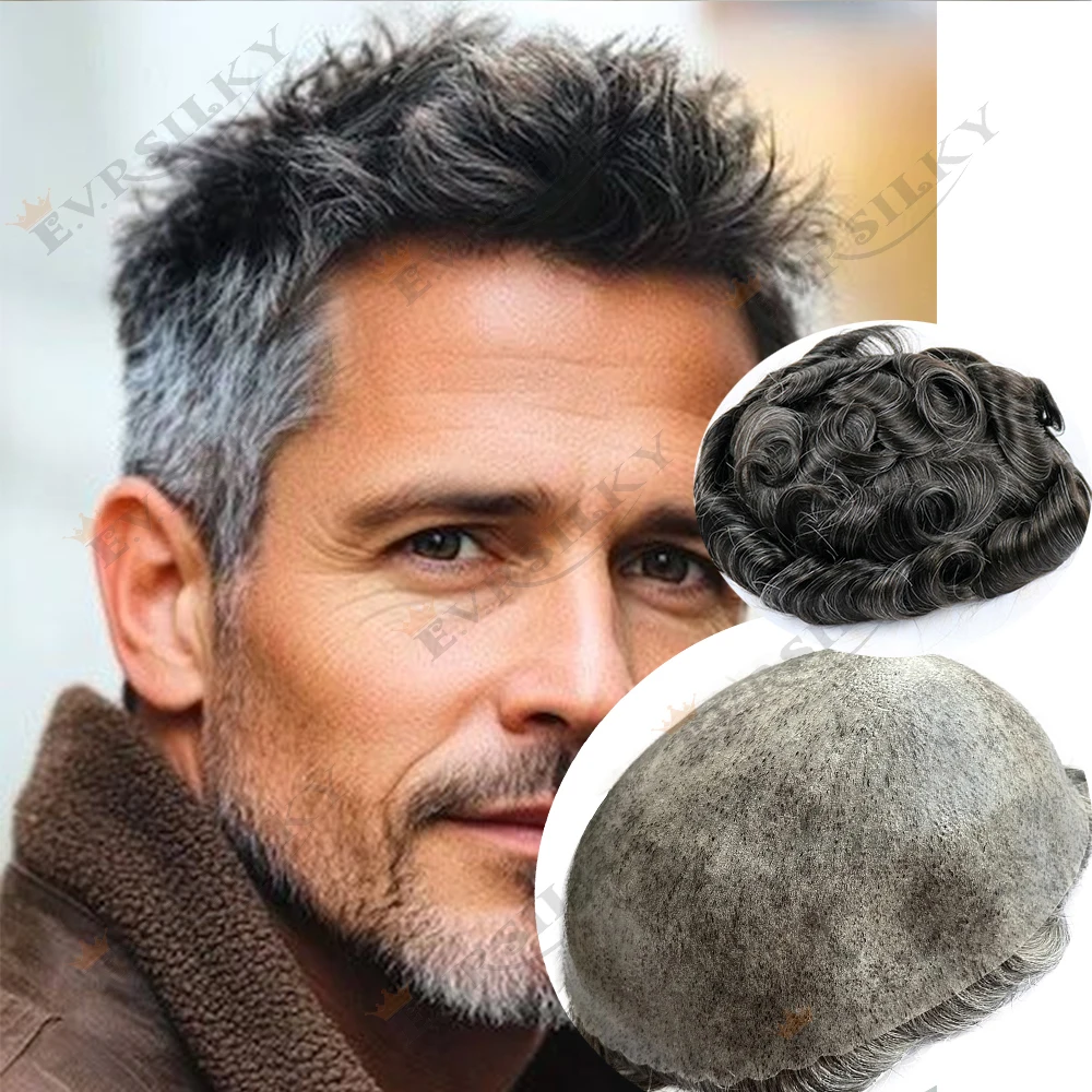 

Men's 1B20 1B40 1b50 Human Hair Wig Super Durable Thin Full PU Toupee Capillary Prosthes for Male Hair Units Replacement System