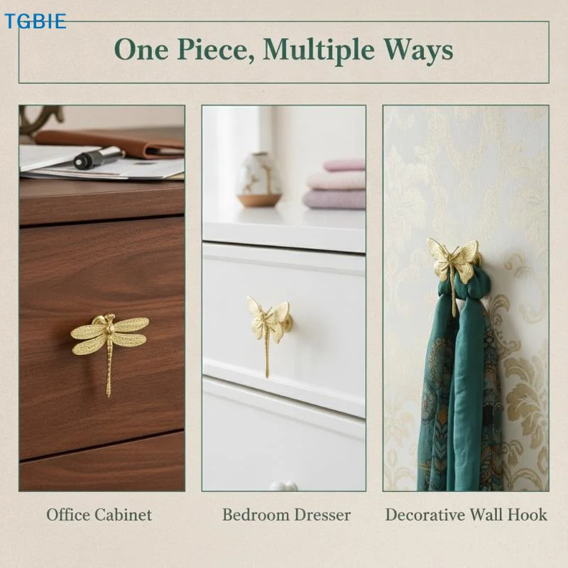 【TL】Retro Butterfly/Dragonfly Brass Handle Furniture Hardware Vintage Cabinet Door Knobs Single Hole Gold Wardrobe Drawer Pulls