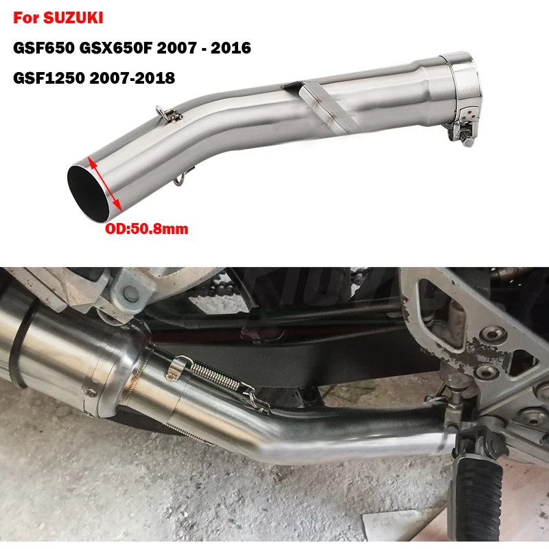 51mm Schnittstelle Edelstahl Mittelverbindungsrohr Motorrad Escape Auspuff für Suzuki GSF1250 2007-2018 GSF650 GSX650F 2007-2016