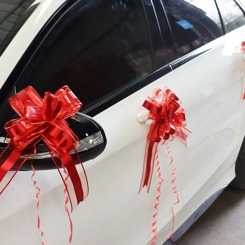 

Свадебный автомобиль, декоративная лента, цветок, тянущая веревка, завязки, зеркальная ручка, лестничные перила, декор для свадебного торжества, принадлежности