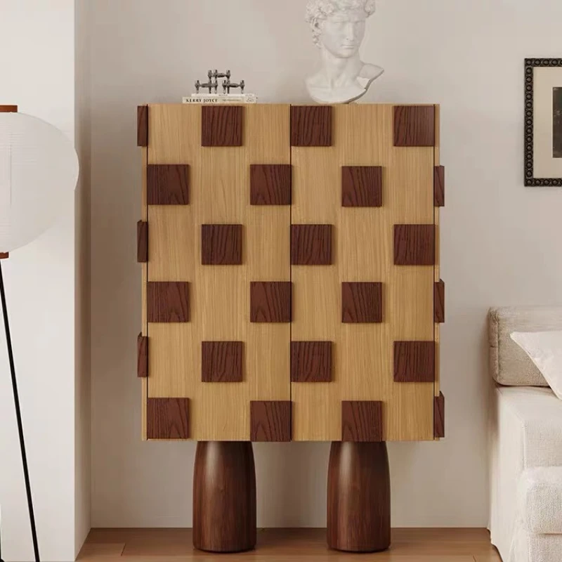 

French retro solid wood special-shaped display cabinet, antique side cabinet in the locker, neoclassical entrance