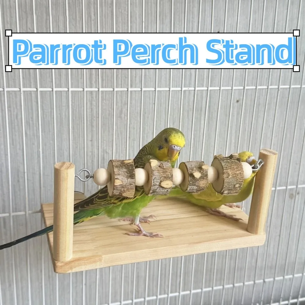 

Natural Wooden Parrot Perch Stand Wear-resisting Creative Bird Teeth Chew Toy Bite-resistance Interactive Bird Standing Holder