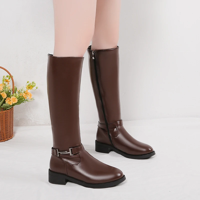 2024 New Antumn Winter Women Long Boots Plus Size 35-41 Splicing Side Zip Fashion Knee High Boots Women Modern Boots