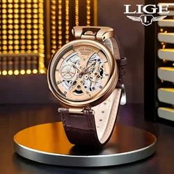 2025 LIGE Men Watches Top Brand Luxury Brown Leather Chronograph Sport Watch For Men Fashion Date Waterproof Clock Reloj Hombre