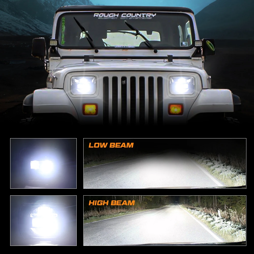 5x7 Led Angel Eyes 12v kwadratowe reflektory Led akcesoria do Jeep Cherokee XJ Off Road YJ H6054 6052 6054 H5054