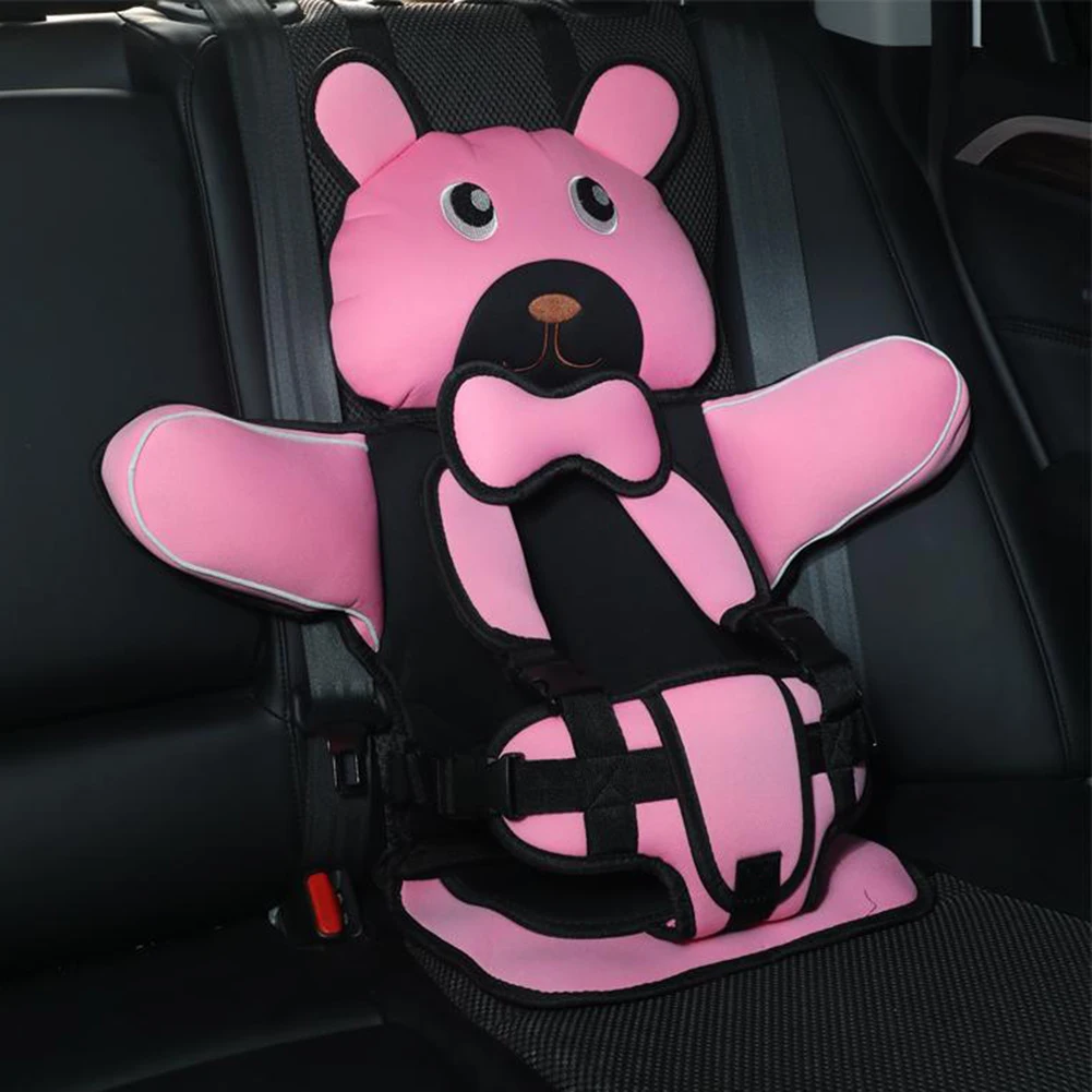 Kids Portable Folding Cartoon Breathable Seats Cushion Adjustables Strap Car Seats Pad For Children Protection