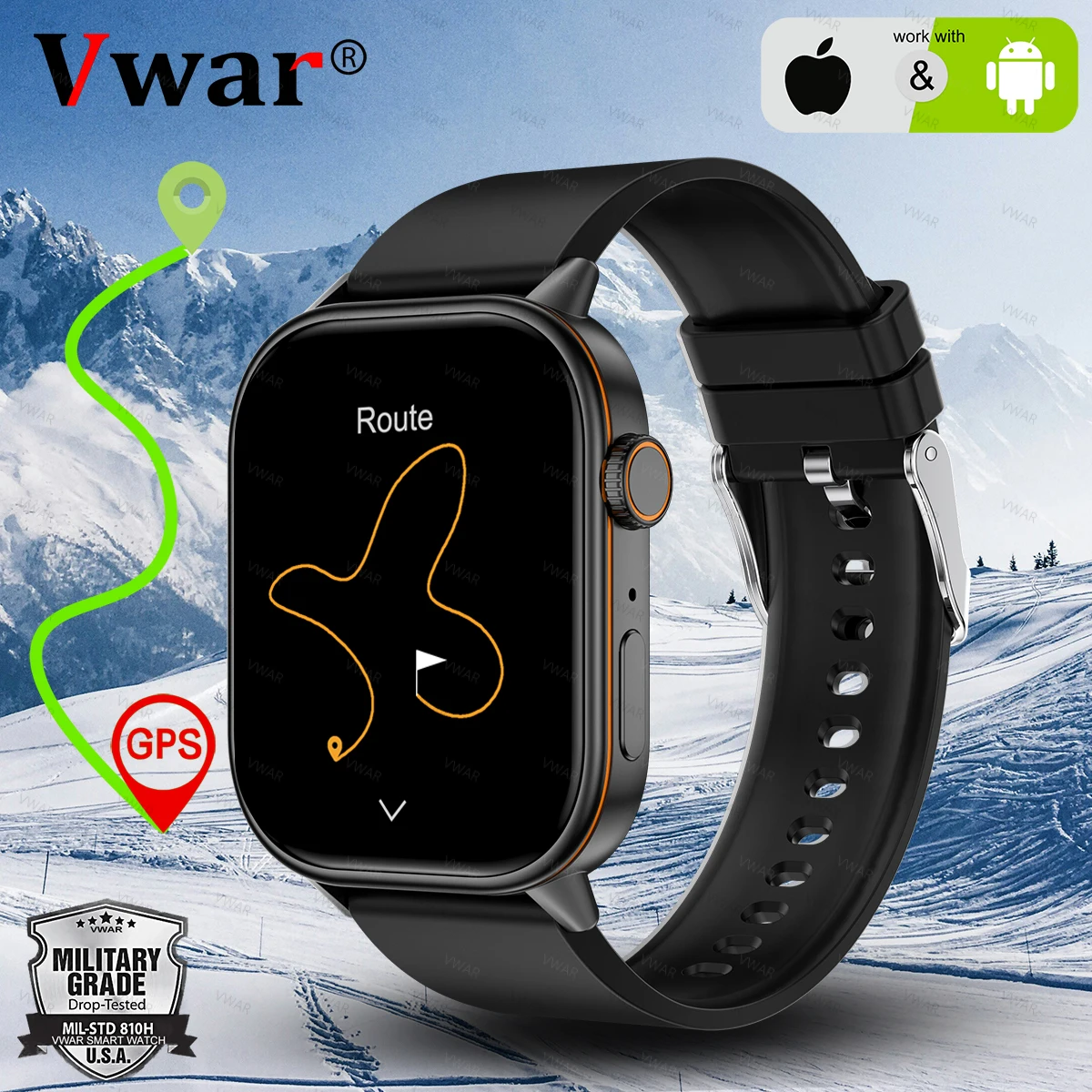 GPS Smart Watch per Xiaomi Huawei Compass 178 Modalità sportive Chiamata Bluetooth Sport Smartwatch per uomo Donna IP68 Impermeabile