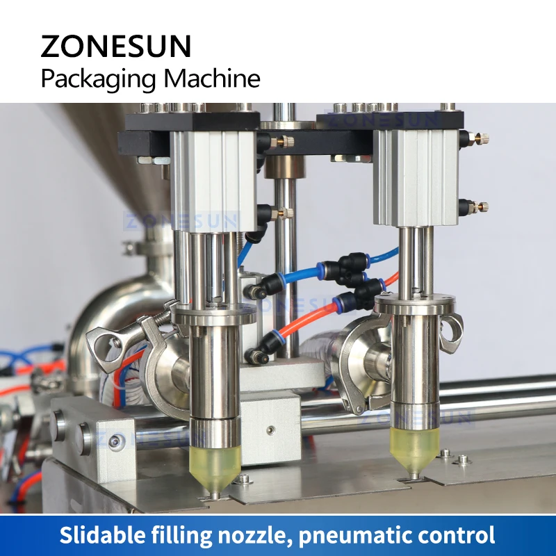 ZONESUN confezionatrice semiautomatica per sacchetti con beccuccio riempitrice liquida per alimenti per animali domestici pompa a pistone per tappatore a vite per salsa di succo ZS-GTSP2