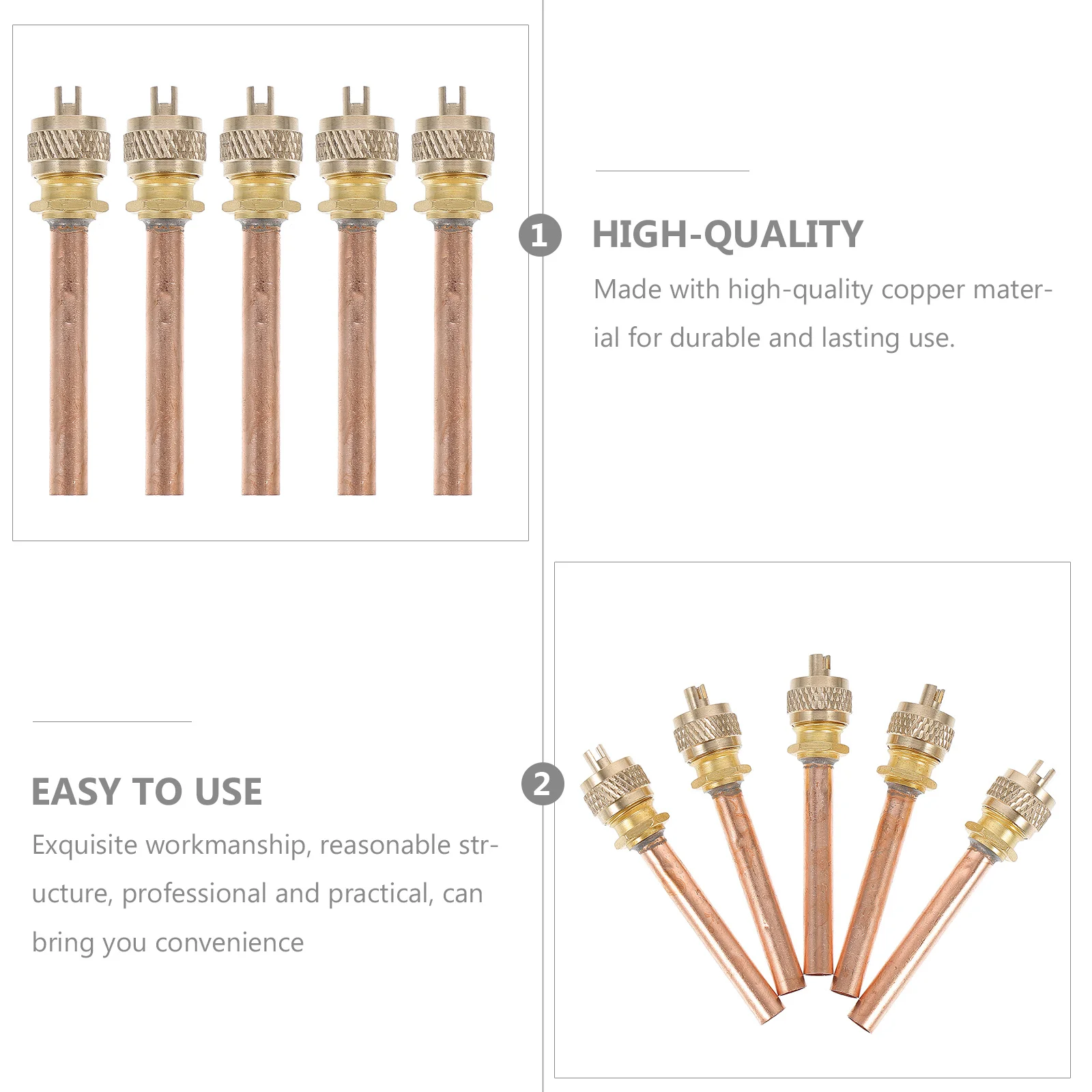 

5Pcs Access Valves for Refrigerator 6.3cm Long High-Quality Copper Charging Access Valves for Air Conditioner Refrigerant System