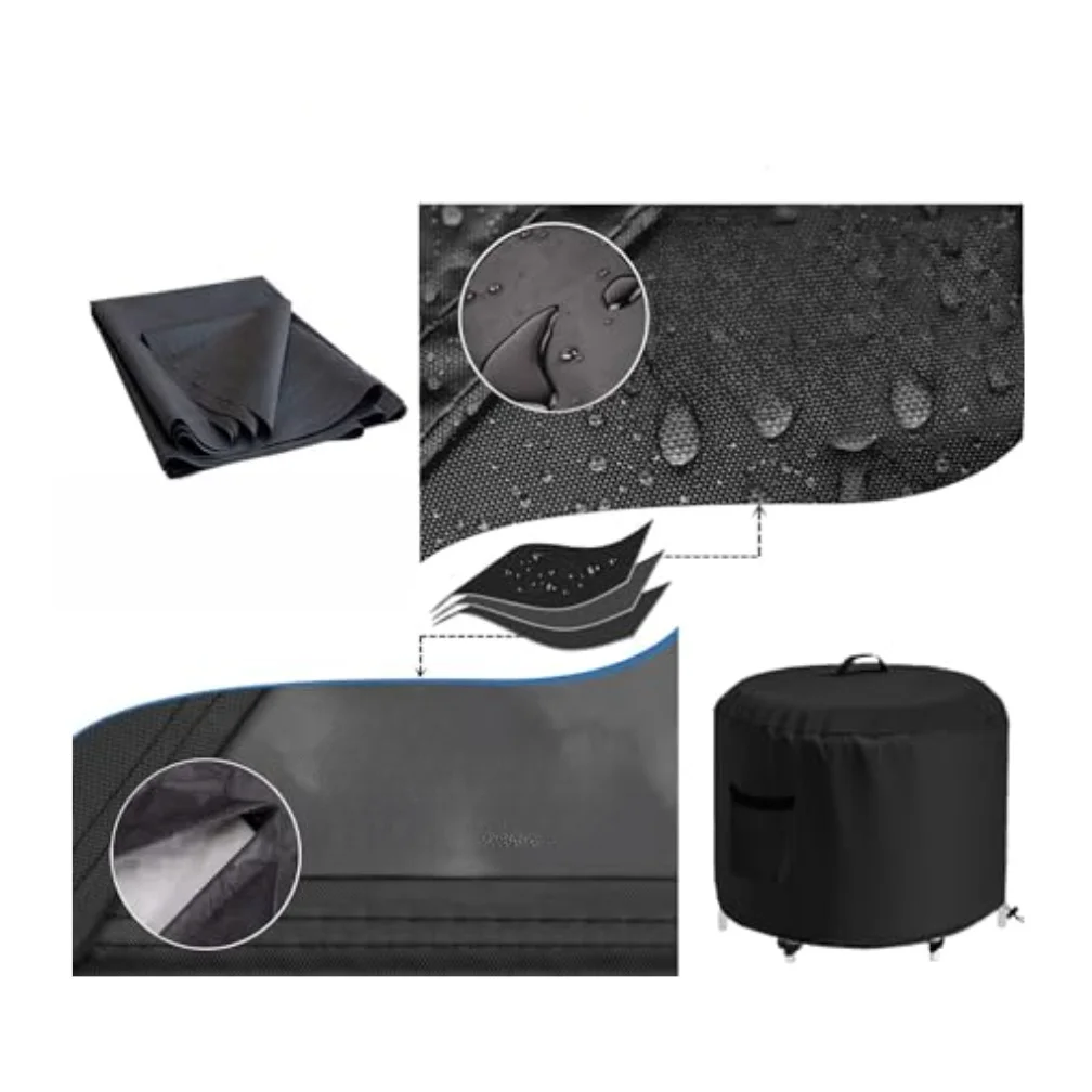 For Cold Plunge Tub Cover with Ribbon Handle and Adjustable Hem for Easy Use and Weather Protection For Cold Plunge