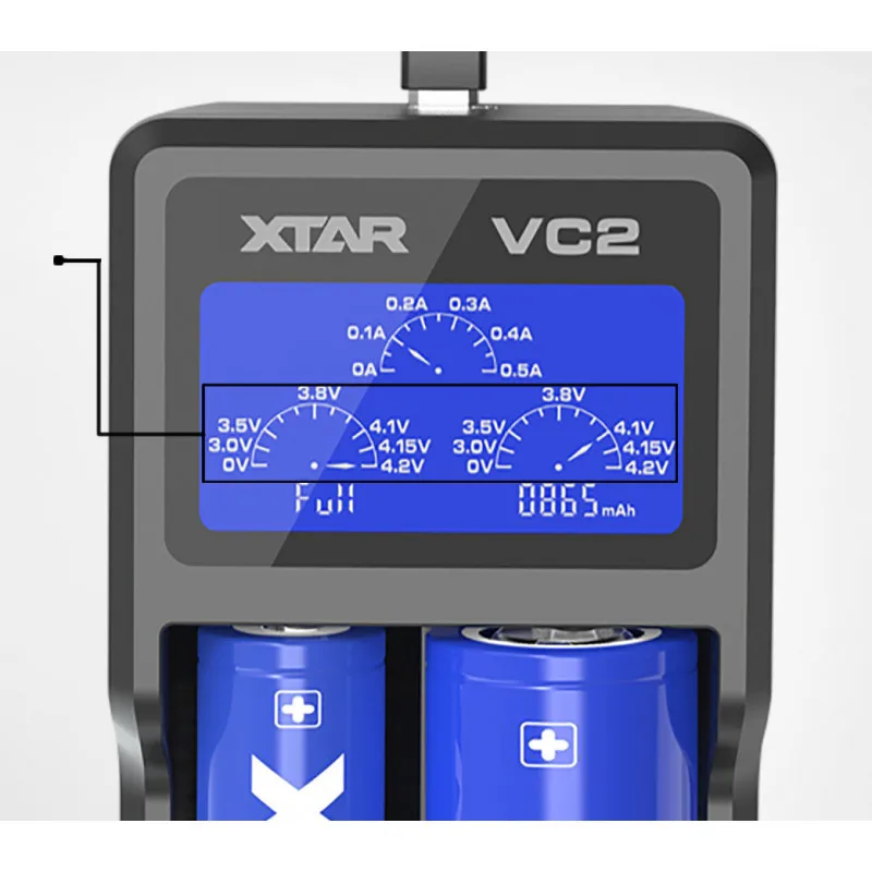 Uniwersalna ładowarka Xtar Mcvcvp124 Vc2 z wyświetlaczem Lcd do akumulatora litowo-jonowego