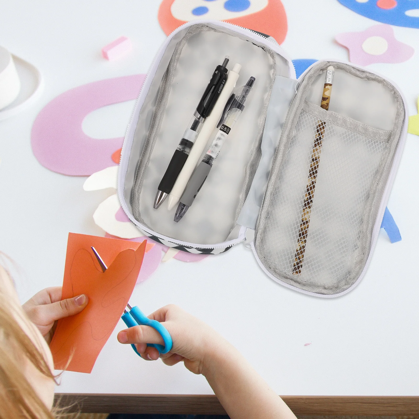 Large Portable Pencil Case Multi-Use Pen Bag School Stationery Organizer Kids Adults Zipper Design Convenient Storage Bag