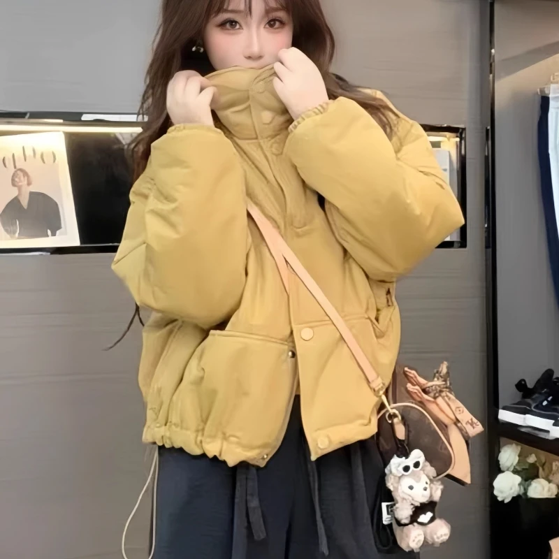

Fashionable Winter Thickened Women's Cotton Jacket Corduroy Bread Style Outerwear Versatile Long Sleeve Coat for Ladies