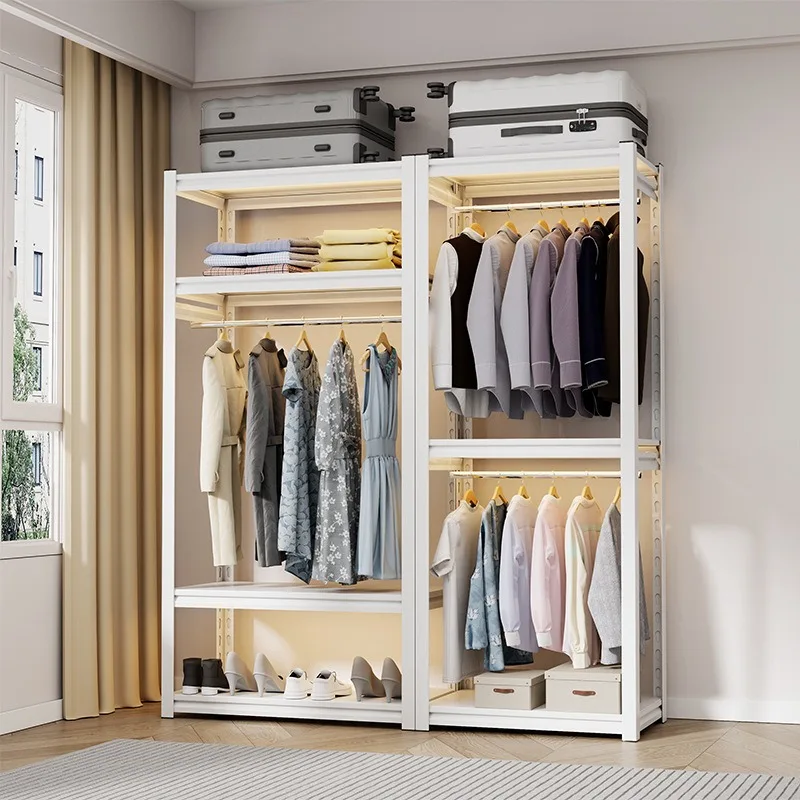 DIY Wardrobe Rack Open Metal Frame Clothes Hangers Storage Organizer for Rent Rooms Easy Assembly Durable Steel Shelf System