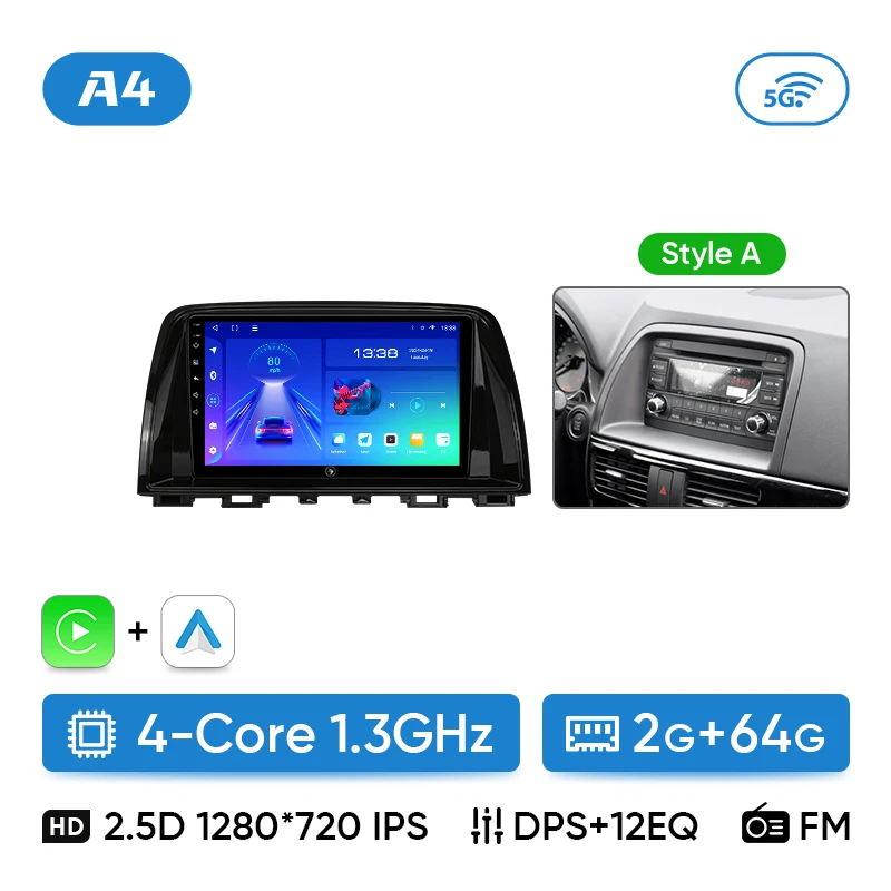 Ainavi autoradio voor Mazda CX5 CX-5 2012 2013 2014 2015 draadloze Carplay Android Auto stereo multimediaspeler WiFi 4G 2 Din