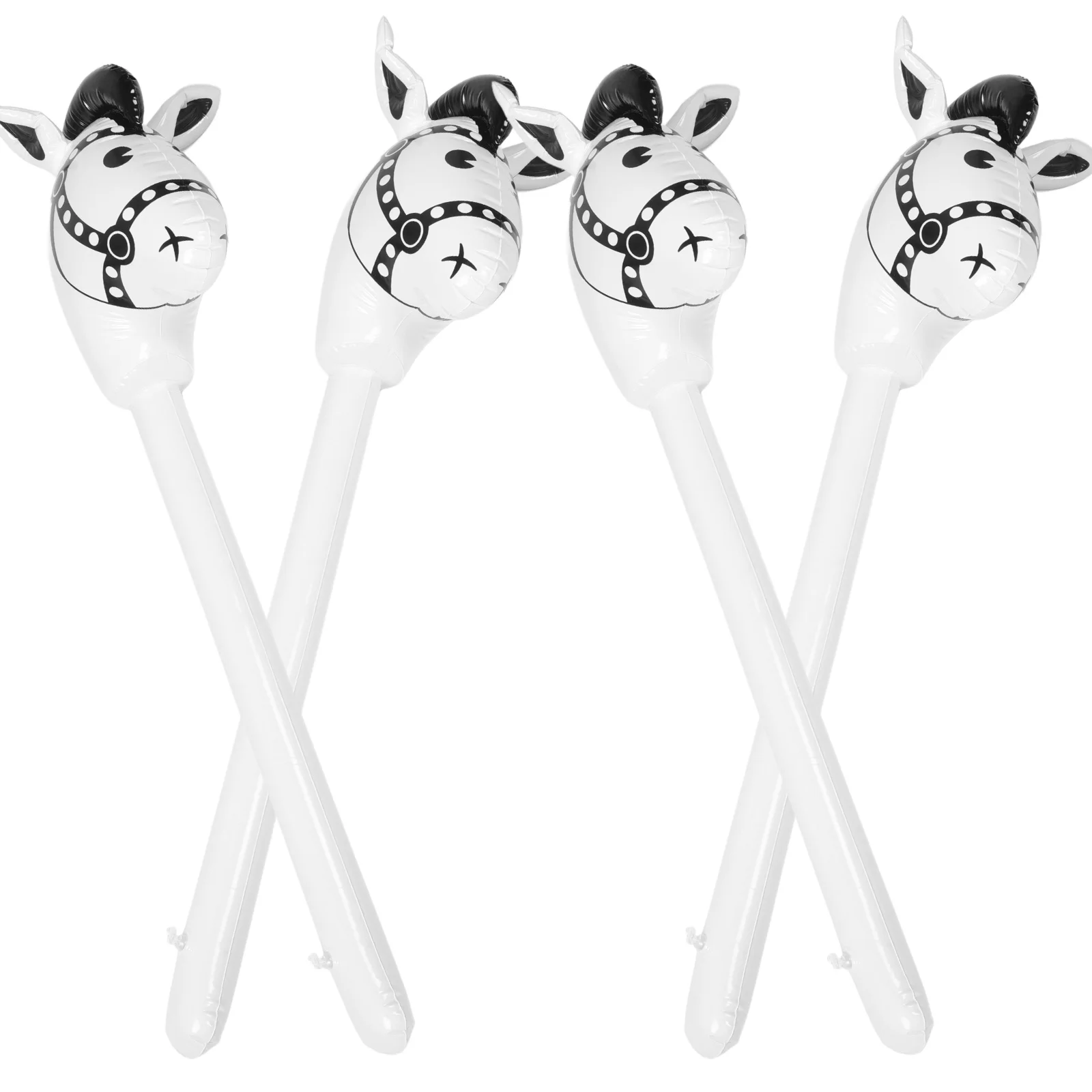 

4 Pcs Inflatable Horse Stick Kids Horse's Head Balloon Sticks Party Cheer Props Horses Toy