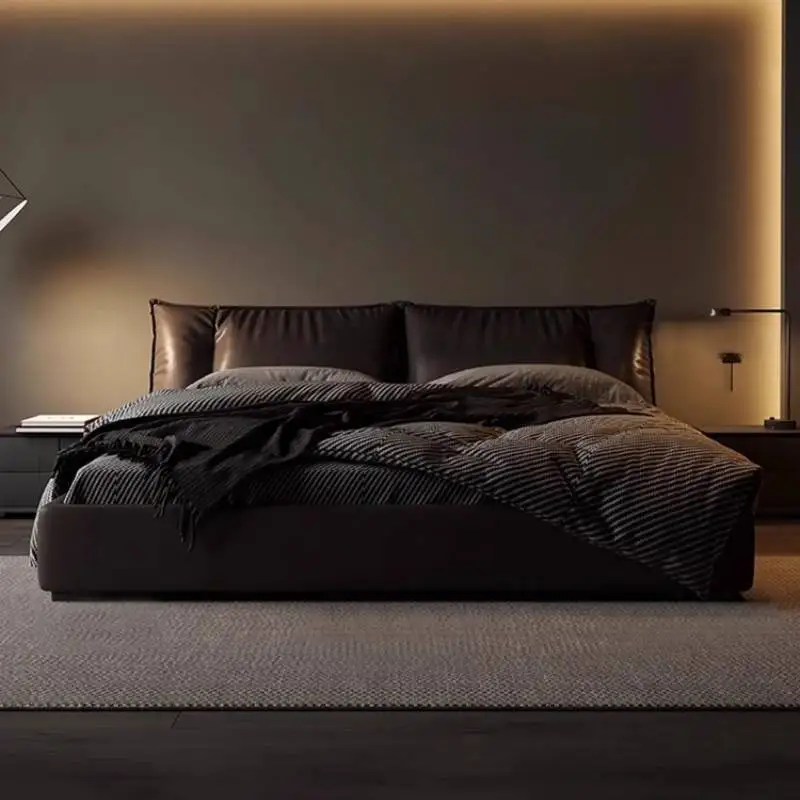 Tempat Tidur Double Hitam Putih Abu-abu Eropa Australia Penyimpanan Lit Luxe Tempat Tidur Double Jepang Modern Cloud Camas De Dormitorio Furnitur