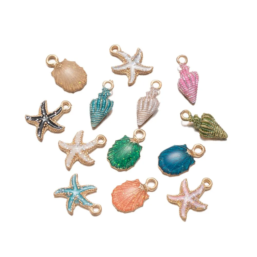 10pcs Conch Shell Starfish Pendants For DIY Earring Bracelet Necklace Anklet Charms Jewelry Making Findings Accessories Supplies