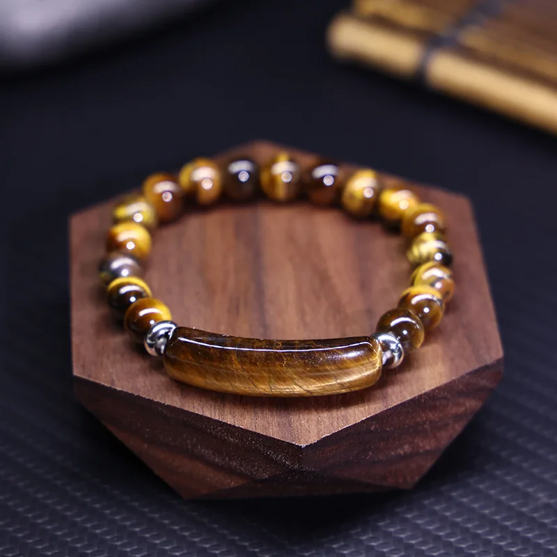 8MM Natural Stone Beaded Bracelet Tiger Eye Opal Stone Healing Crystal Boho Hand Chain for Women Men Yoga Spiritual Jewelry Gift