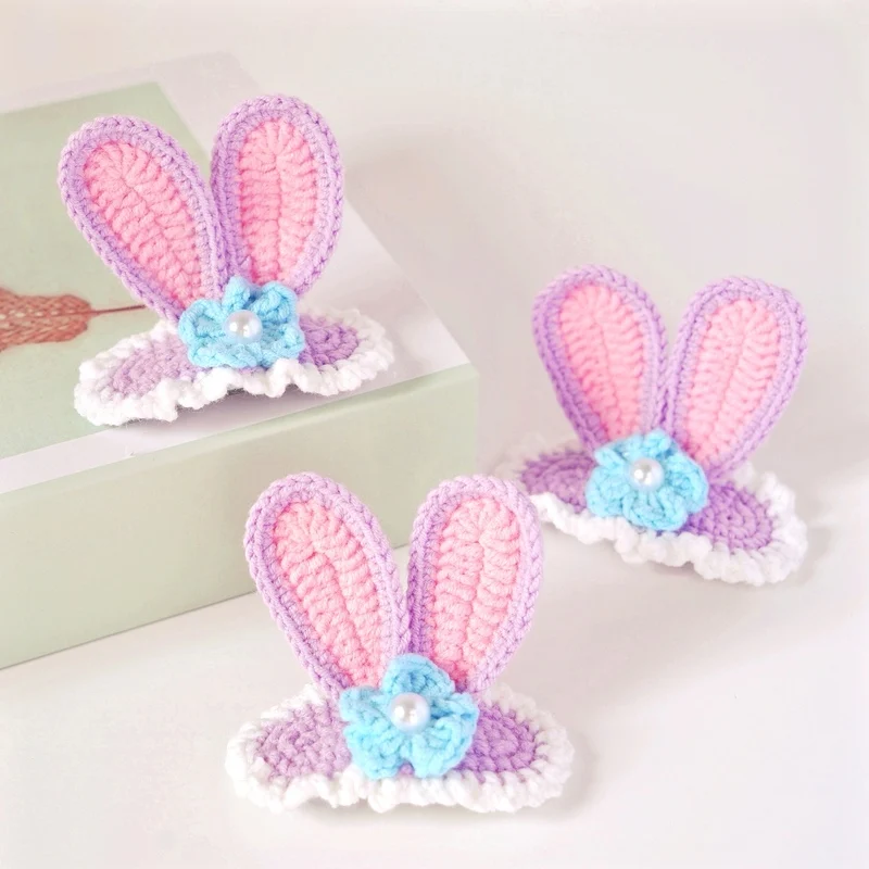 1Pair Pure Handmade Weave Hair Clip Fashion Wool Knit Cartoon Rabbit Ears BB Clip Stereo Star Delu HairClips Hair Accessories