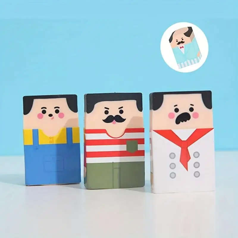 1-Pack Novelty Bald Man Erasers  Fun Quirky School Supplies Funny Cartoon Erasers Correction Tools