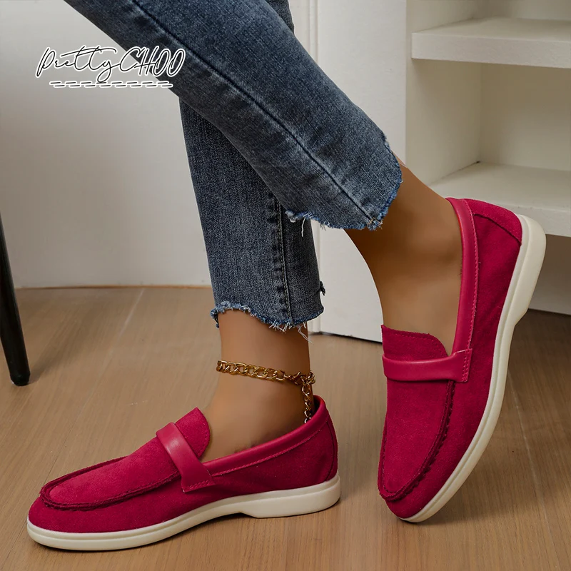 Classic Suede Leather Moccasin Shoes Woman Casual Slip-on Flat Shoes Ladies Brand Design Soft Leather Loafers Dress Zapatos
