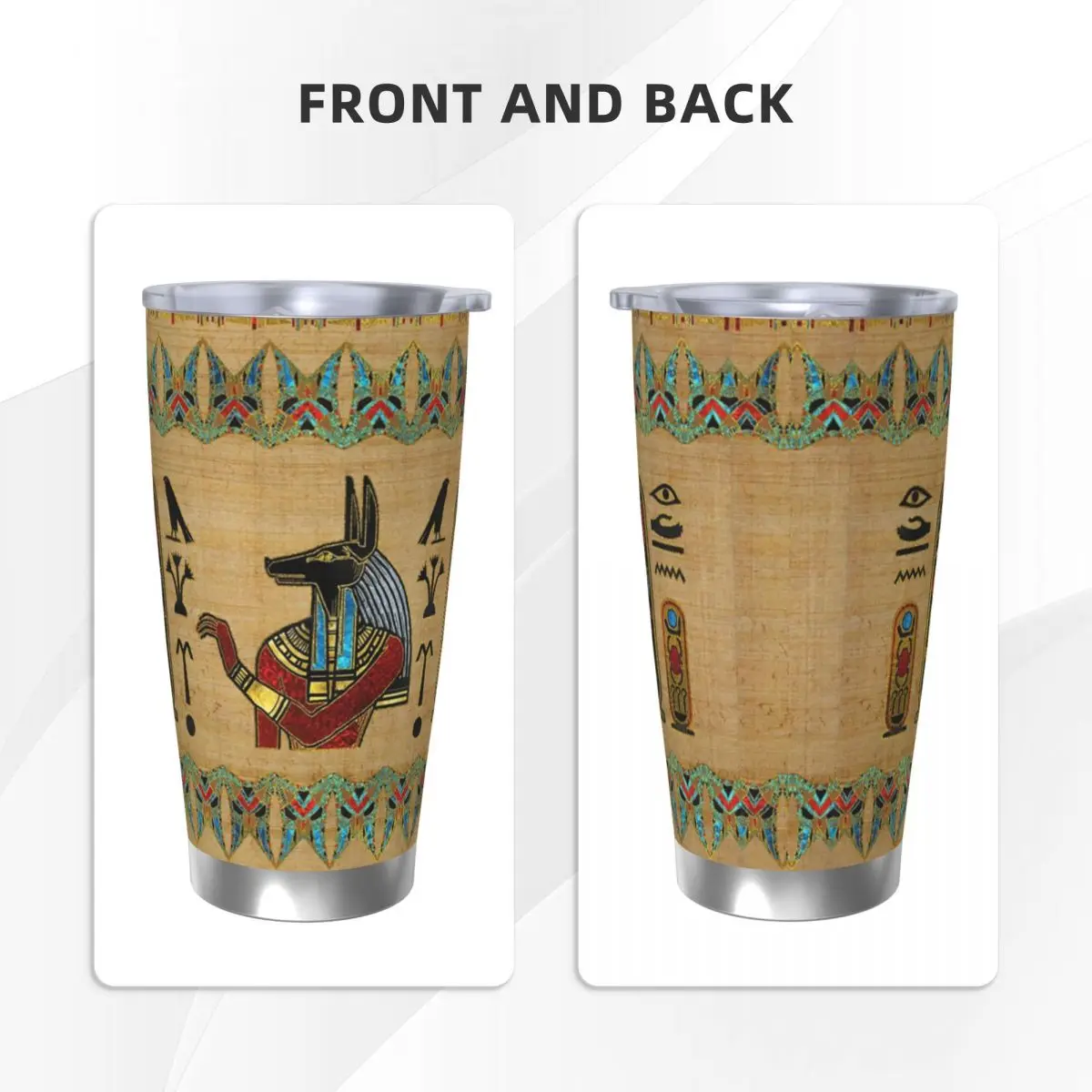 Egyptian Anubis Ornament Tumbler Vacuum Insulated Ancient Egypt Myth Coffee Cups Stainless Steel Office Mug Water Bottle, 20oz