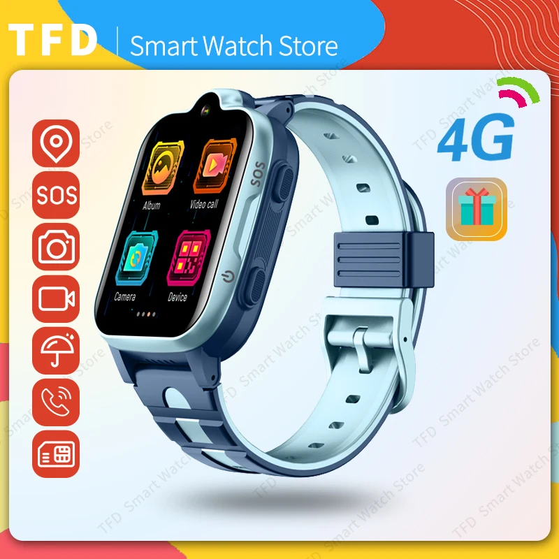 Kids 4G Smart Watch GPS SOS WiFi Location Video Call Sim Card For Children 850mAh Camera IP67 Waterproof Sports Baby SmartWatch