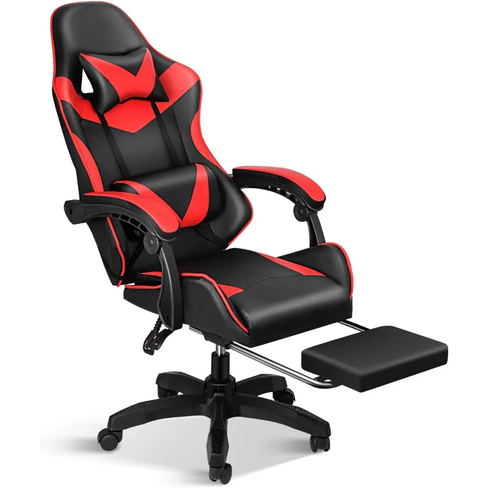 

Backrest and Seat Height Adjustable Swivel Recliner Racing Office Computer Ergonomic Chair with Footrest and Lumbar Support