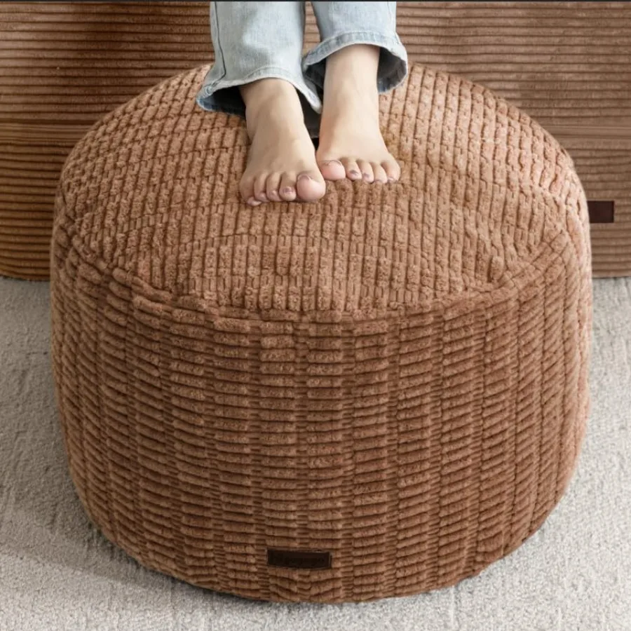 

Pouf Ottoman Stuffed Round Modern Foam Filled Feet Rest Poufs for Living Room Chair Decorative 20 X 15 Inch Boho Relax Stool fo