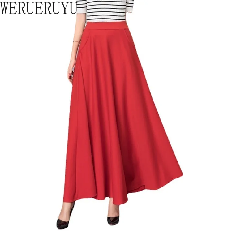Saia longa linha A de cintura alta feminina, monocromática, roupas de verão, moda elegante, saias vintage, preta, Y2K, 2024