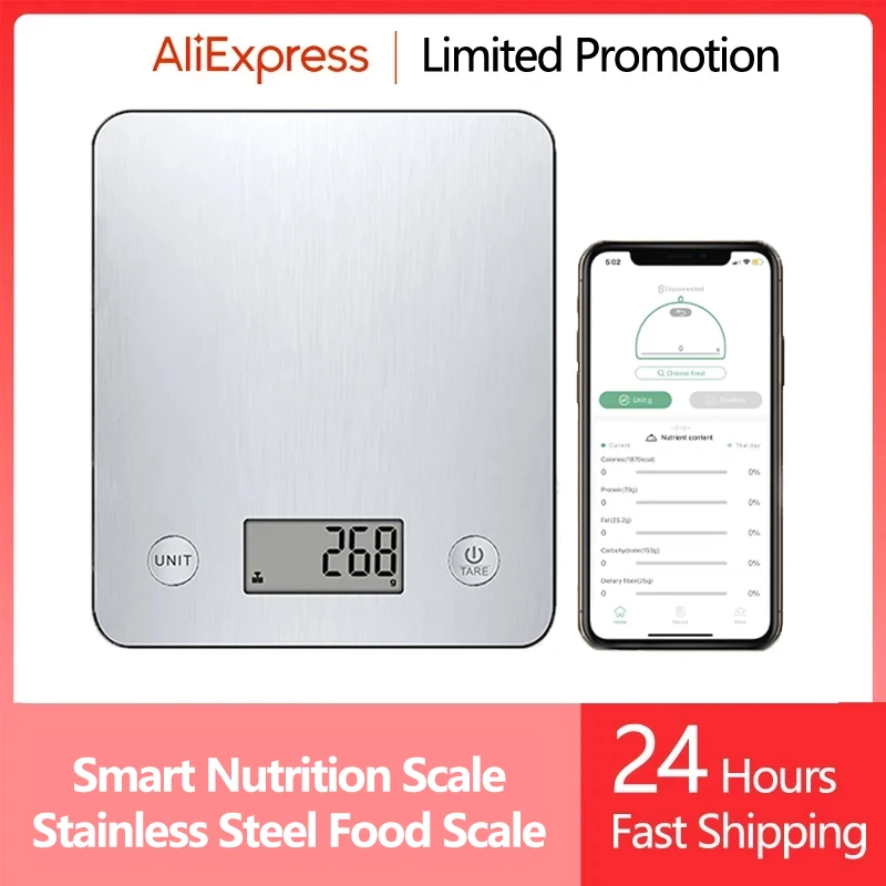 Stainless Steel kitchen Scale Digital 5kg Kitchen Scale Smart Nutrition Food Calories Weighing Baking Cake Tools Kitchen Scales