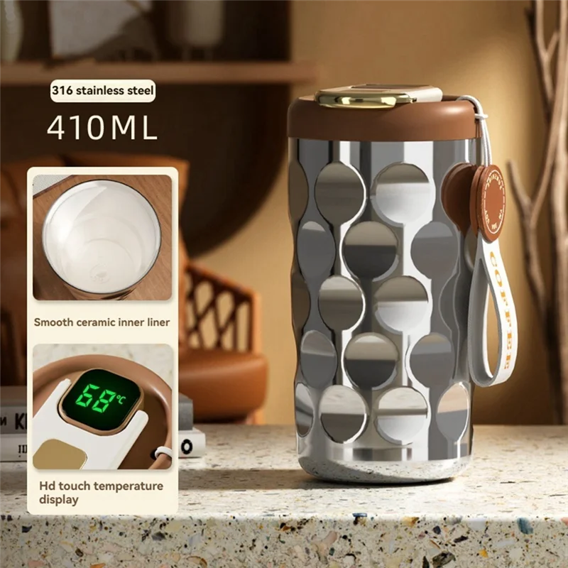 

ZZ-410ML Double-Wall Stainless Steel Insulated Coffee Cup, Inner Thermoscup, Thermoscup Hot Drink Cup, Ideal Gift.