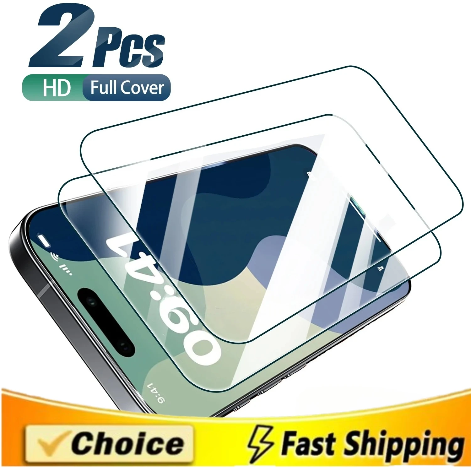 2PCS Full Cover Tempered Glass For iPhone 16E 16 15 14 13 12 11 Pro Max Plus Mini Hd Protective Film Protection Screen Protector