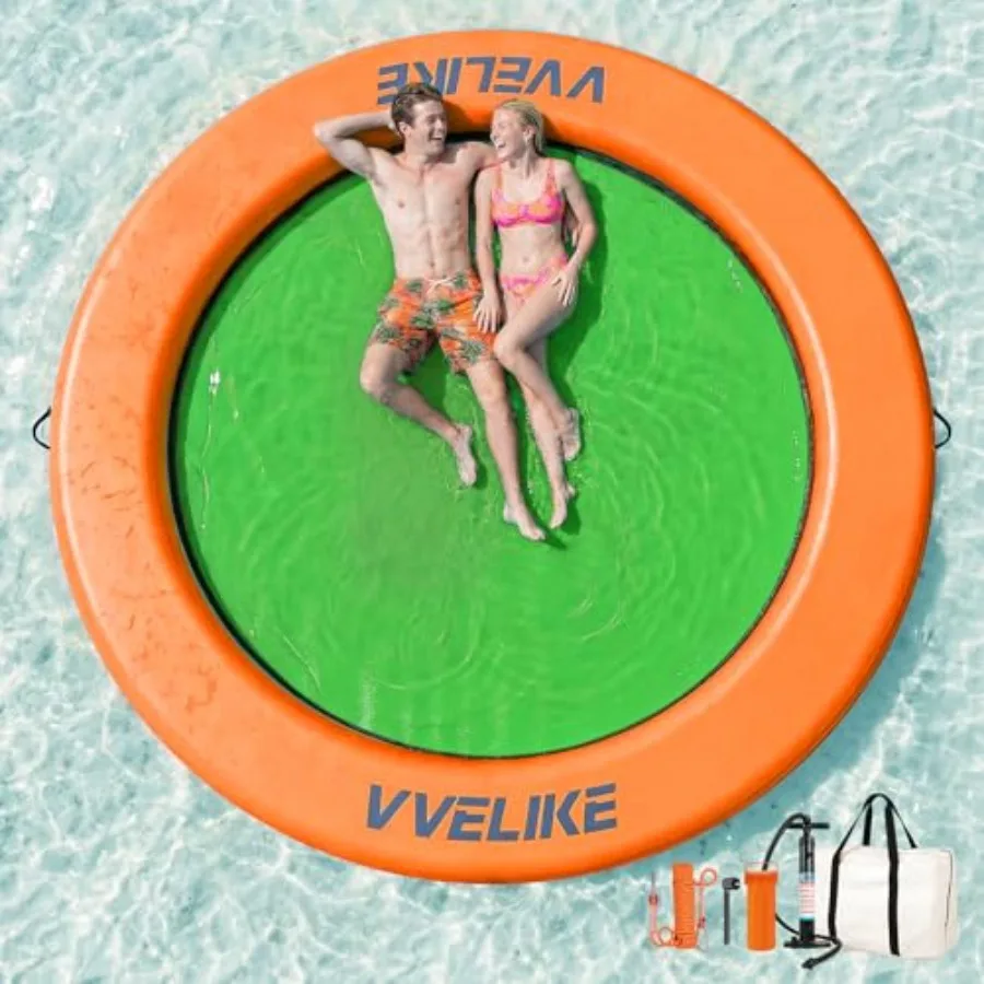 

Water Hammock for Adults Heavy Duty, Large Round Inflatable Pool Lounger Float in Blue, Ultra-Durable PVC with Extra-Thick Air