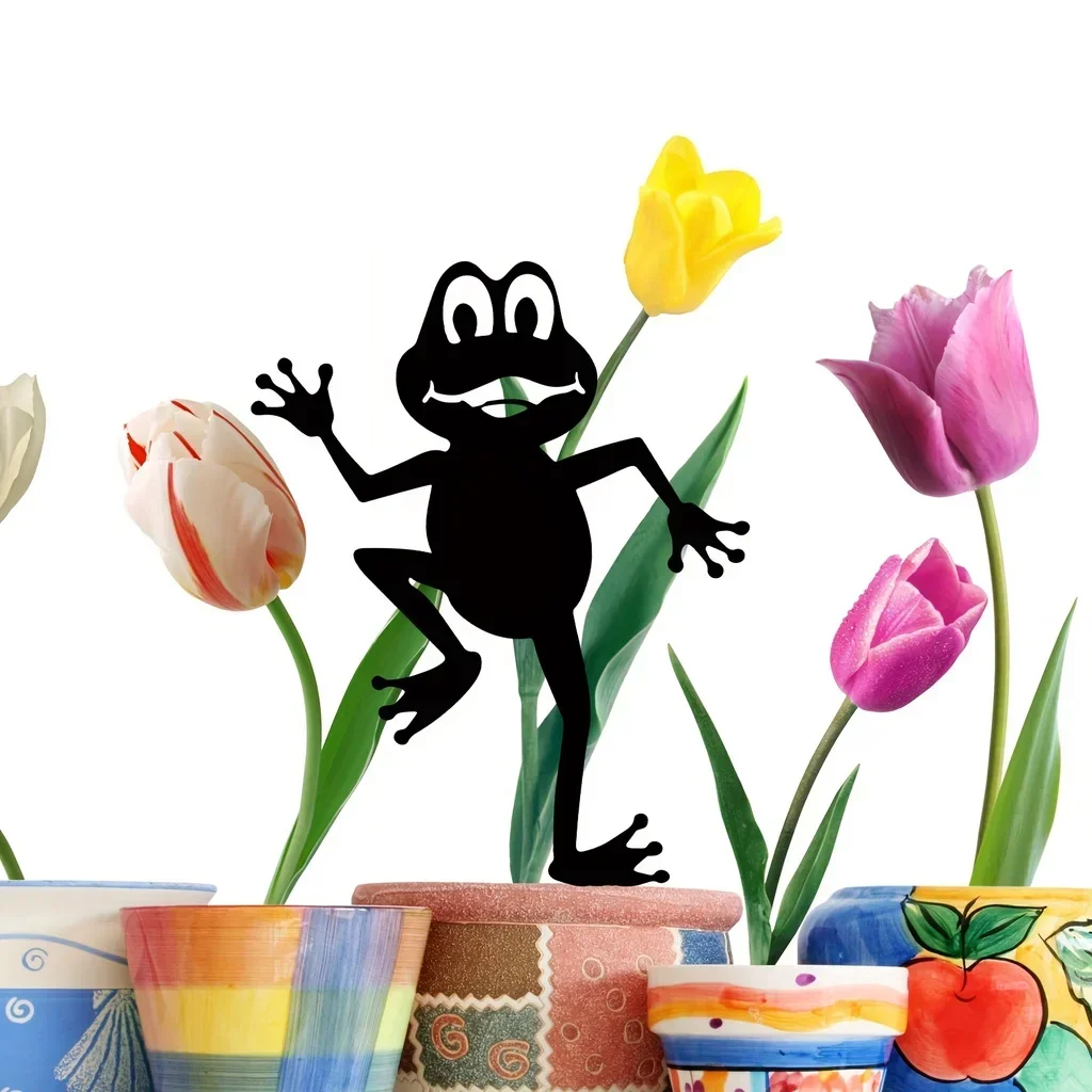 HELLOYOUNG-SilhouUP de grenouille en métal, décoration de jardin, clôture, intensifie les piquets, art, cour, extérieur, voitures A