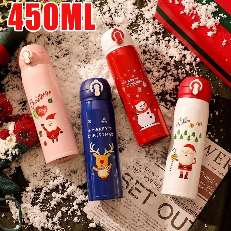 

Christmas Gift 450ml Stainless Steel Vacuum Thermal Bottle - Xmas Insulated Thermos,Portable for Kids Girlfriend,School Business