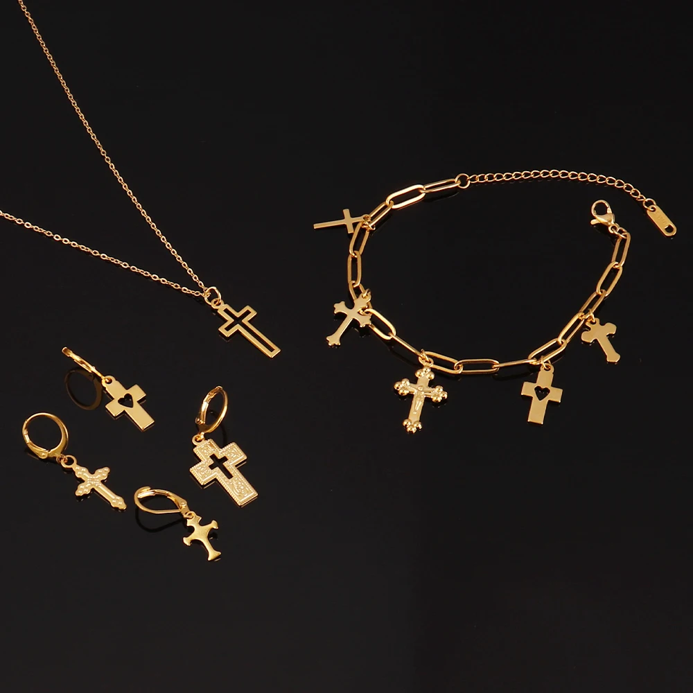 30pcs/lot Stainless Steel Cross Charms DIY Cross Pendants Religious Faith Charms For Jewelry Making bracelet necklace earrings