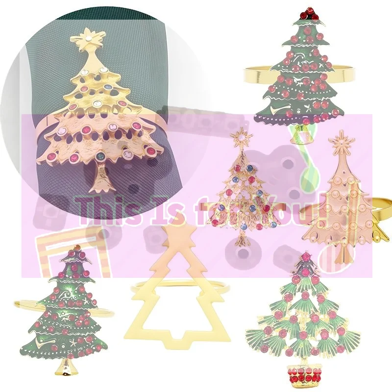 【MA】Christmas Napkin Rings Xmas Napkin Holder Rings Wreath For Holiday Party Dinner Table Decoration
