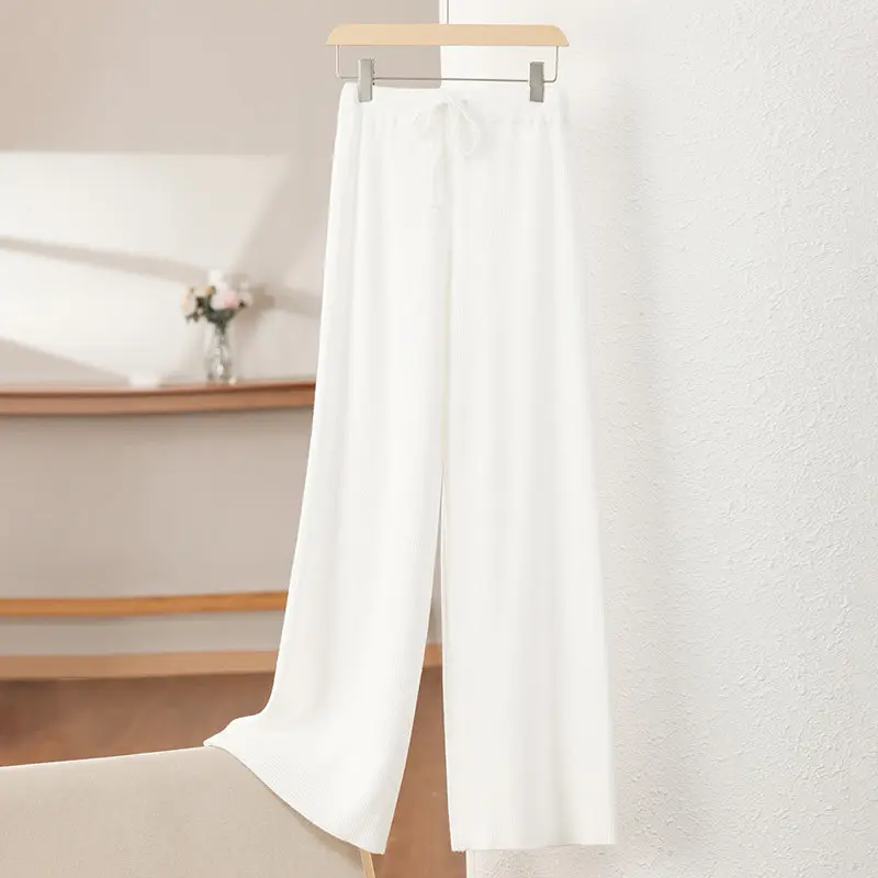 Cashmere wide-leg pants women's high waist drooping mop pants loose casual Joker knitted pants