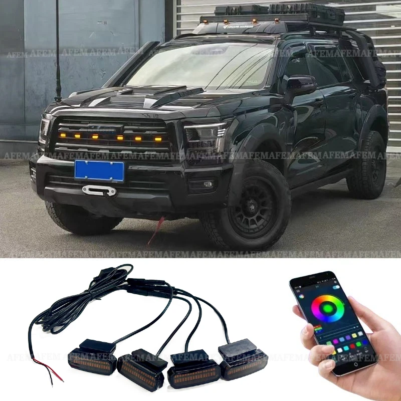 LED Front Grille Light For Haval H5 2023-2025Car Daytime Running Light Wheel Eyebrow Lamp For Pickup Offroad 12V
