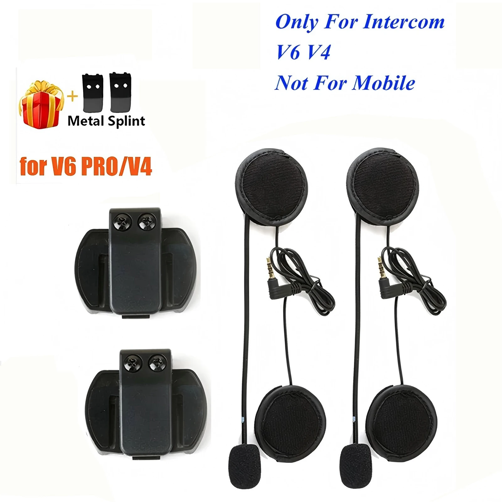 EJEAS V6 PRO Helmet Intercom Clip 3.5mm Microphone Speaker Headset for VnetphoneV6/ V4 Motorcycle Bluetooth Interphone