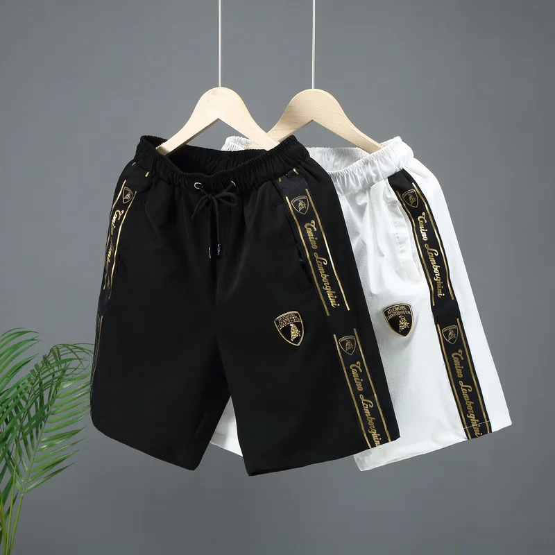 Summer New Fashion Sports 5-point Shorts Men's Trendy Loose and Breathable 5-point Shorts Men's Ice Silk Casual Shorts